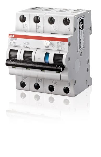 Residual current circuit breaker with overload protection, 3 poles + N C char, 10A, 30mA, 6kA A type