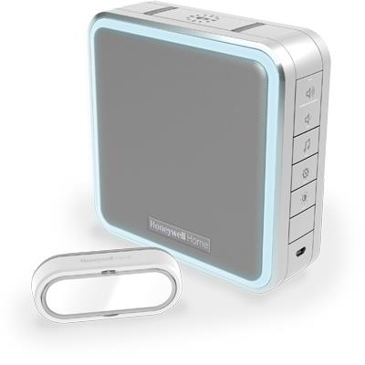 Wireless chime kit including mobile chime with range extender, sleep mode and push button - Grey