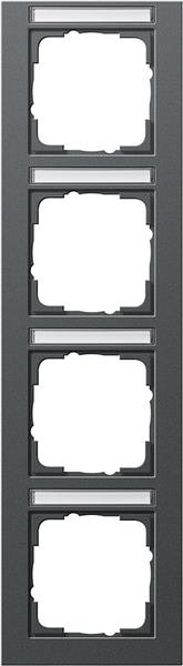 Cover frame 4 gang vertical with inscription space Gira E2 Anthracite