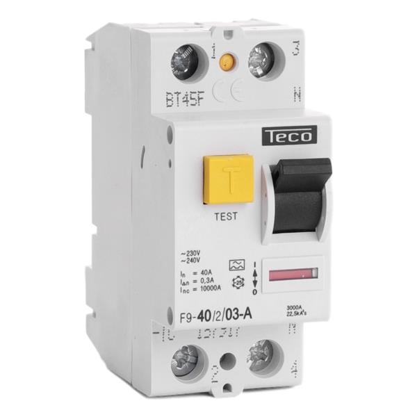 Residual current circuit breaker 2 poles 40A 300mA type A breaking capacity 10kA