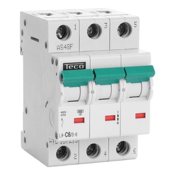 Circuit breaker 3 poles 6A 6kA curve C