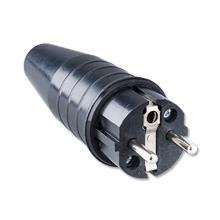 Black rubber plug male 2 pole +  T 16A