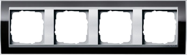 Cover frame 4 gang intermediate frame colour Aluminium Gira Event Clear Black