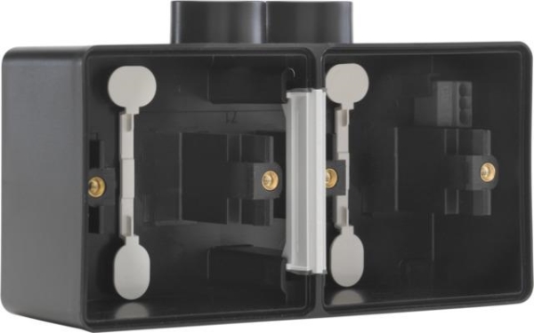 Splashproof double horizontal surface - mounting box with one double M20 input for flush - mounting