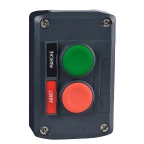 Dark Grey station - Green flush / Red flush pushbuttons Ø 22 spring return