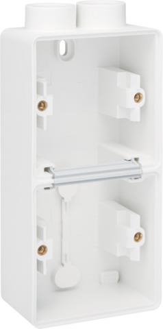 Splashproof double vertical surface - mounting box with one double M20 input for flush - mounting tw