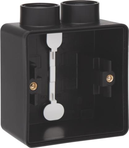 Splashproof surface - mounting box with one double M20 input for flush mounting one function, Black