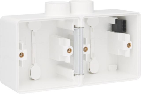 Splashproof double horizontal surface - mounting box with one double M20 input for flush - mounting