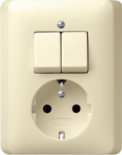 Combi series switch / Schuko cover for unit standard 55 cream White