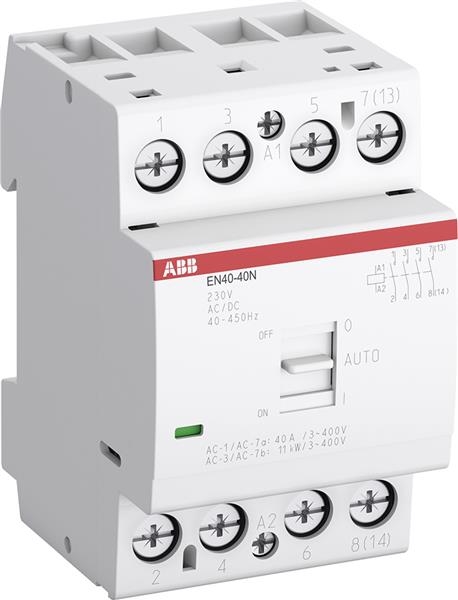 Modulaire magneetschakelaar 40A 40A 4 NO contacten spoelspanning: 230Vac / Dc hand