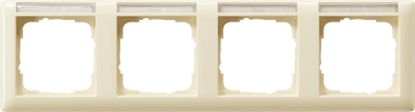 Cover frame 4 gang horizontal with inscription space standard 55 cream White