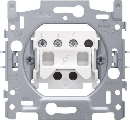 Socle pour un interrupteur va & vient ou un interrupteur à tirette va & vient, 10AX / 250Vac