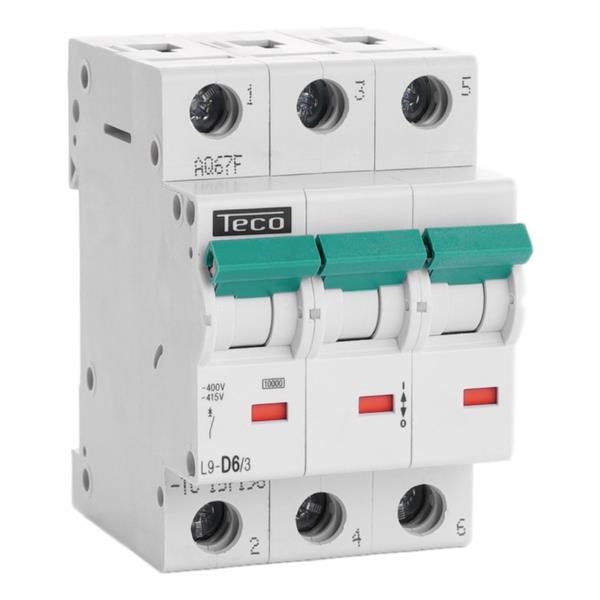 Circuit breaker 3 poles 6A 10kA curve D