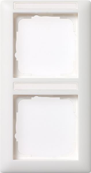 Cover frame 2 gang vertical with inscription space standard 55 pure White