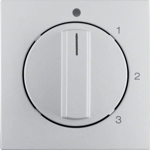 Centre plate rotary knob 3-step switch, neutral position, B.7, Alu mat