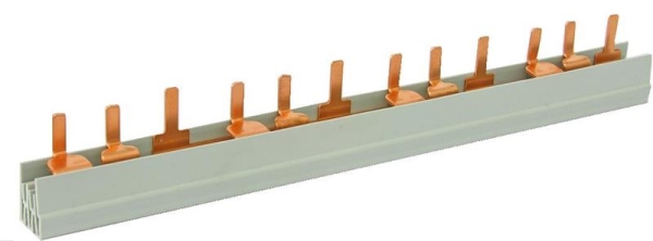 Insulated busbar with pins 10mm² 2 poles without end caps