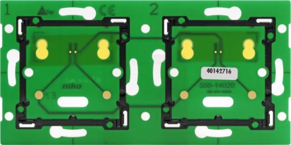 Double horizontal wall - mounted printed circuit board for Niko Home Control for use with connection