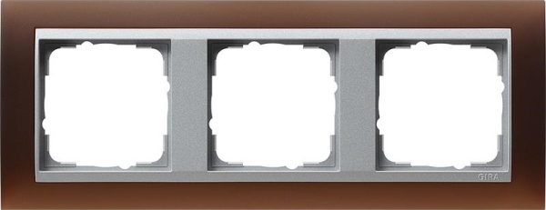 Cover frame 3 gang intermediate frame colour Aluminium Gira Event opaque dark Brown