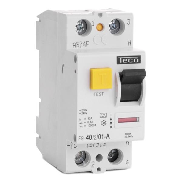 Residual current circuit breaker 2 poles 40A 100mA type A breaking capacity 10kA