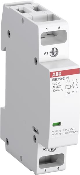 Modulaire magneetschakelaar 20A 2 NO contacten spoelspanning: 24Vac / Dc