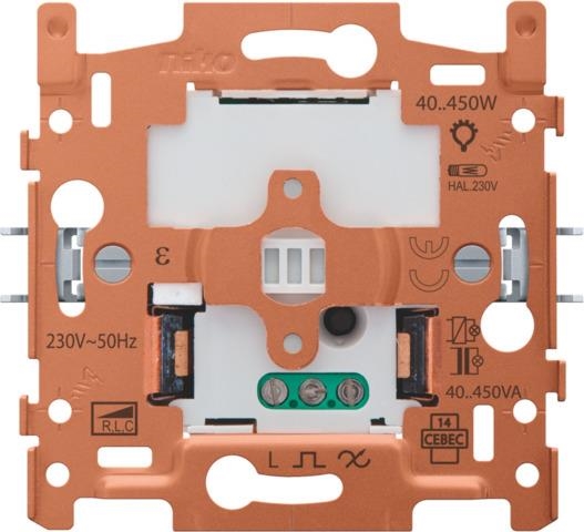 Socle pour variateur à bouton - poussoir universel 450VA connexion à 2 fils