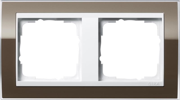 Cover frame 2 gang intermediate frame pure White Gira Event Clear Brown