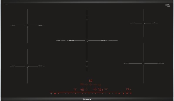 Table de cuisson Serie 8 Induction 90cm, PowerInduction, 5 zones (1 XXL), DirectSelect Premium, Perf