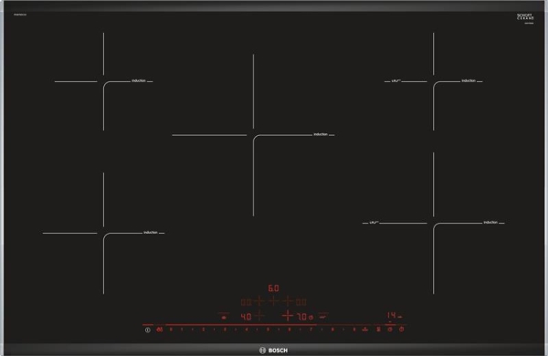 Table de cuisson Serie 8 Induction 80cm, PowerInduction, 5 zones, DirectSelect Premium, PerfectFry,