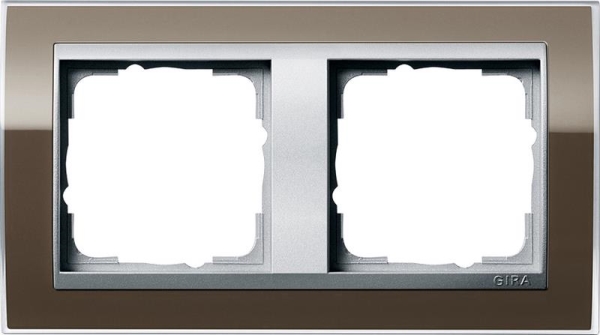 Cover frame 2 gang intermediate frame colour Aluminium Gira Event Clear Brown