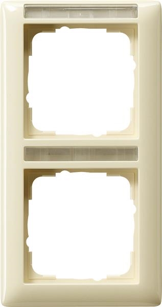 Cover frame 2 gang vertical with inscription space standard 55 cream White