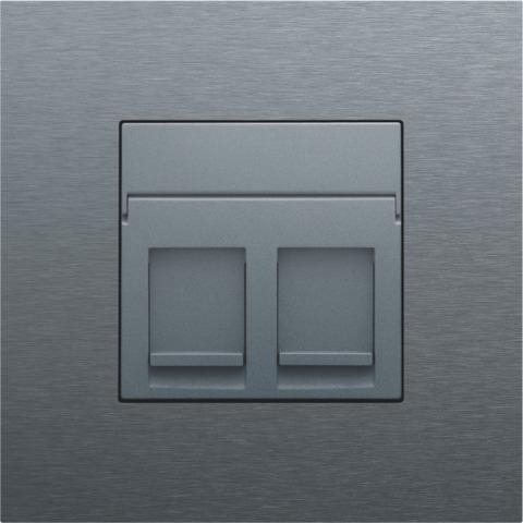 Central plate data 2 x RJ, Alu Grey coated