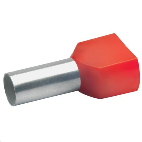 Partially insulated twin ferrule 10mm² 14mm Red