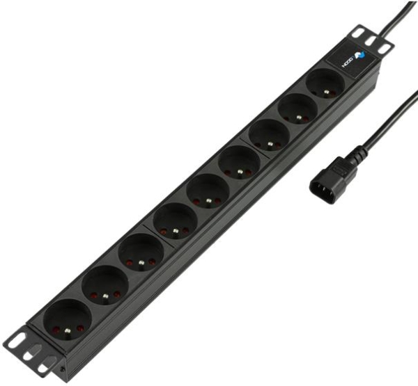 Power strip 19" 9 sockets France - Belgium - full Aluminium with C14 UPS port