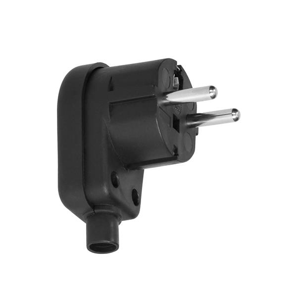 Dismountable angle plug Uni - Schuko. available in Black color.