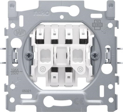 Sokkel voor rolluikdrukknop voor elektronische sturingen, 10A / 250Vac, met steekklemmen