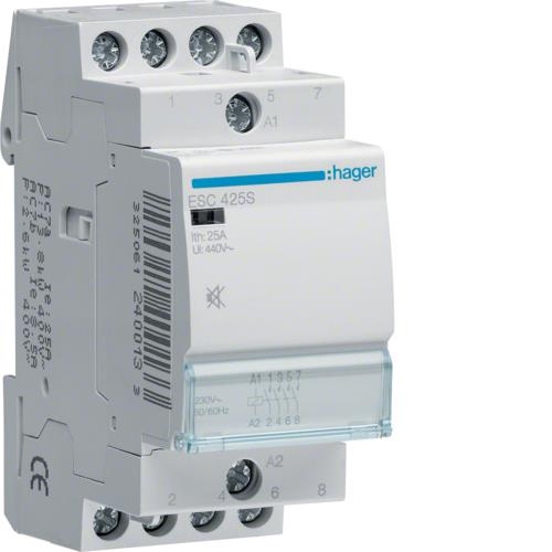 Contactor geruisloos - 4 x 25A - 230V - 4NO