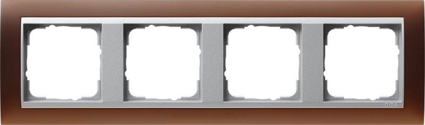 Cover frame 4 gang intermediate frame colour Aluminium Gira Event opaque dark Brown