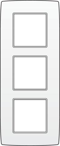 Triple flush surround plate with 60mm vertical centre - to - centre distance Original White