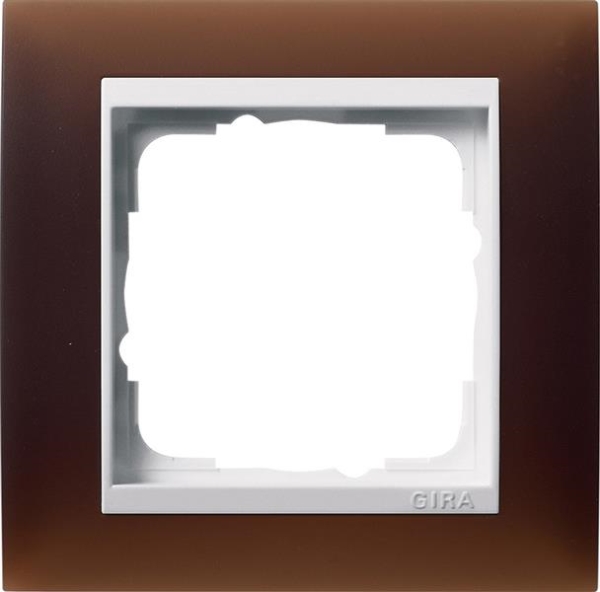 Cover frame 1 gang intermediate frame pure White Gira Event opaque dark Brown