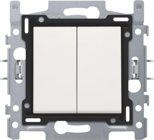 Double two - way switch, base, screw terminals and finishing set White