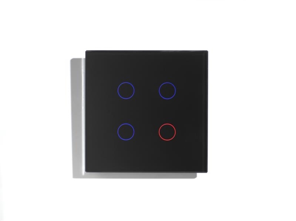 Black, fingerprint - proof touch glass switch, 4 - buttons with RGB Led