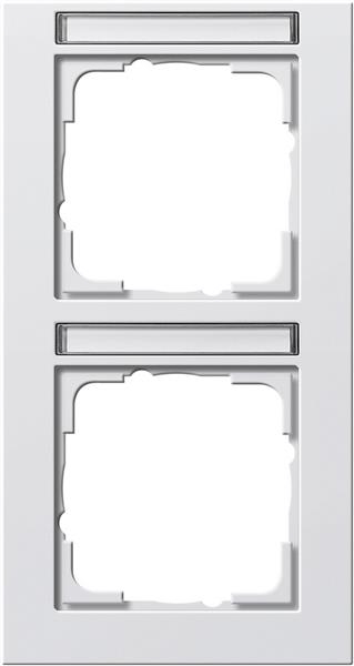 Cover frame 2 gang vertical with inscription space Gira E2 pure White