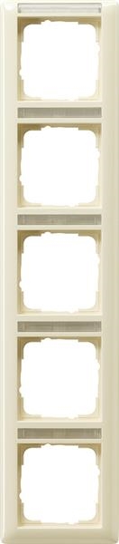 Cover frame 5 gang vertical with inscription space System 55 cream White