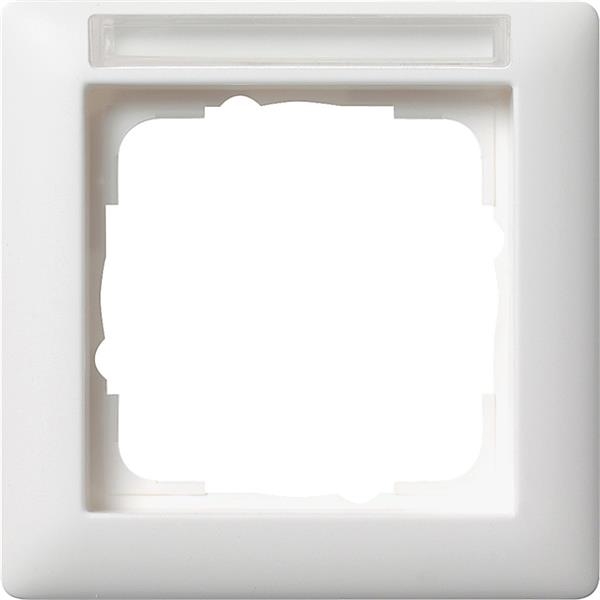 Cover frame 1 gang with inscription space standard 55 pure White mat