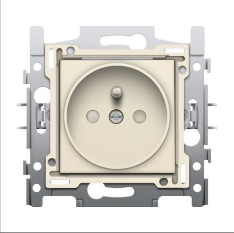 Socket outlet with earth pin and safety shutter, flush - mounting depth 21mm, base, screw terminals