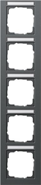 Cover frame 5 gang vertical with inscription space Gira E2 Anthracite