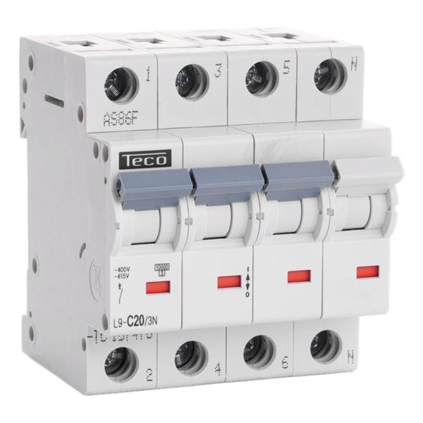 Circuit breaker 3 poles + N 20A 10kA curve C