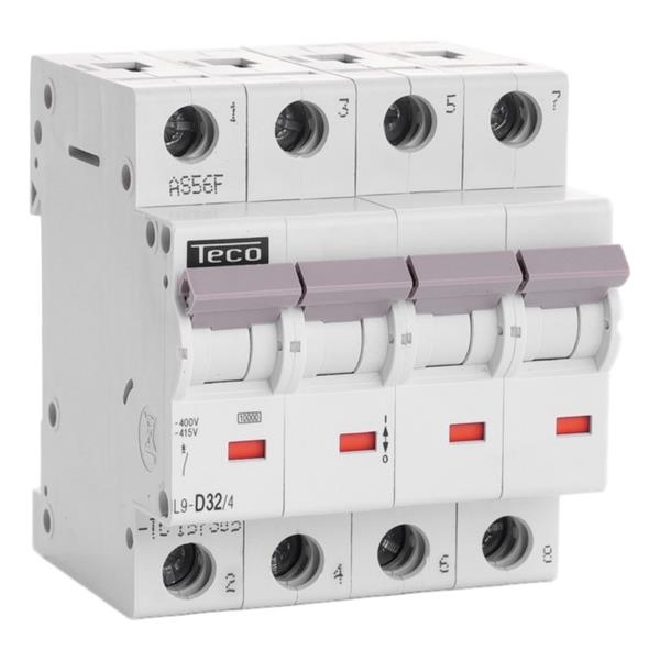 Circuit breaker 4 poles 32A 10kA curve D