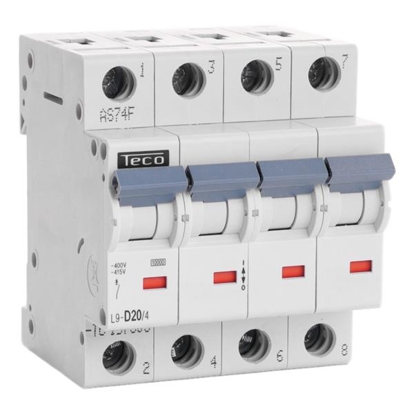 Circuit breaker 4 poles 20A 10kA curve D