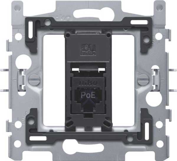 1 connexion RJ45 UTP cat6, prêt pour l'alimentation PoE++, modèle plat, inclus socle 60 x 71mm avec